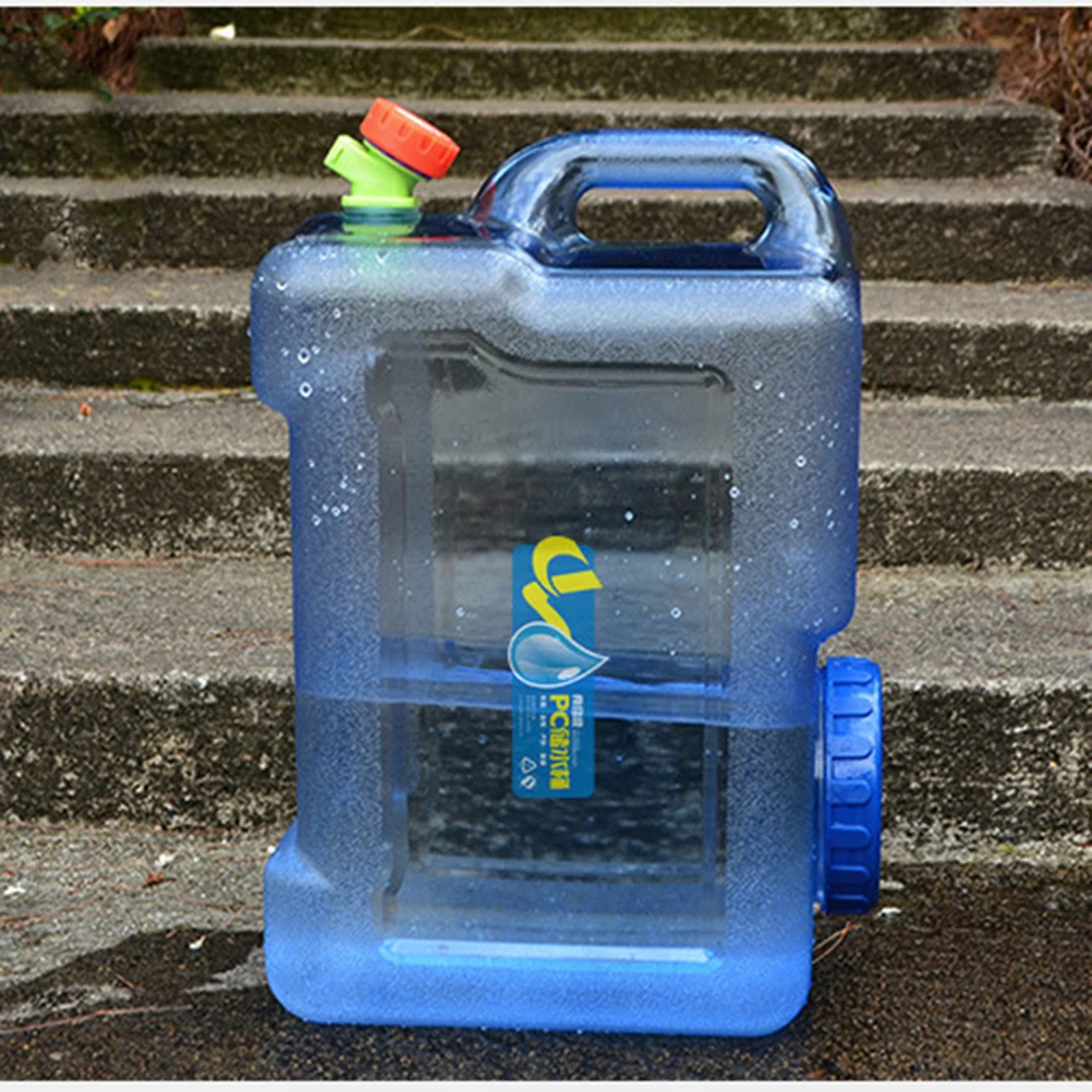 

8L Water Container Durable PC Blue Outdoor Camping Travel Gear Liquid Carrier Bucket Tap Handles Foldable Portable Storage