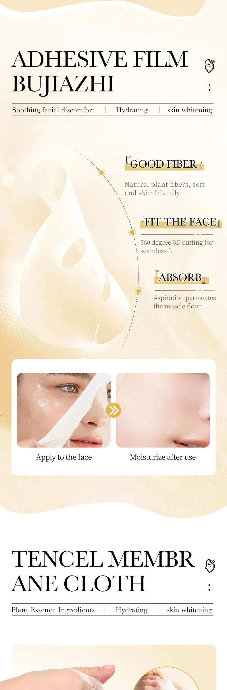 15 stücke 24K Gold Hyaluronsäure Gesichtsmaske Gesichts Straffende Feuchtigkeitsspendende Anti Falten Bleaching Gesichtsmasken Hautpflege produkte – Detail 7