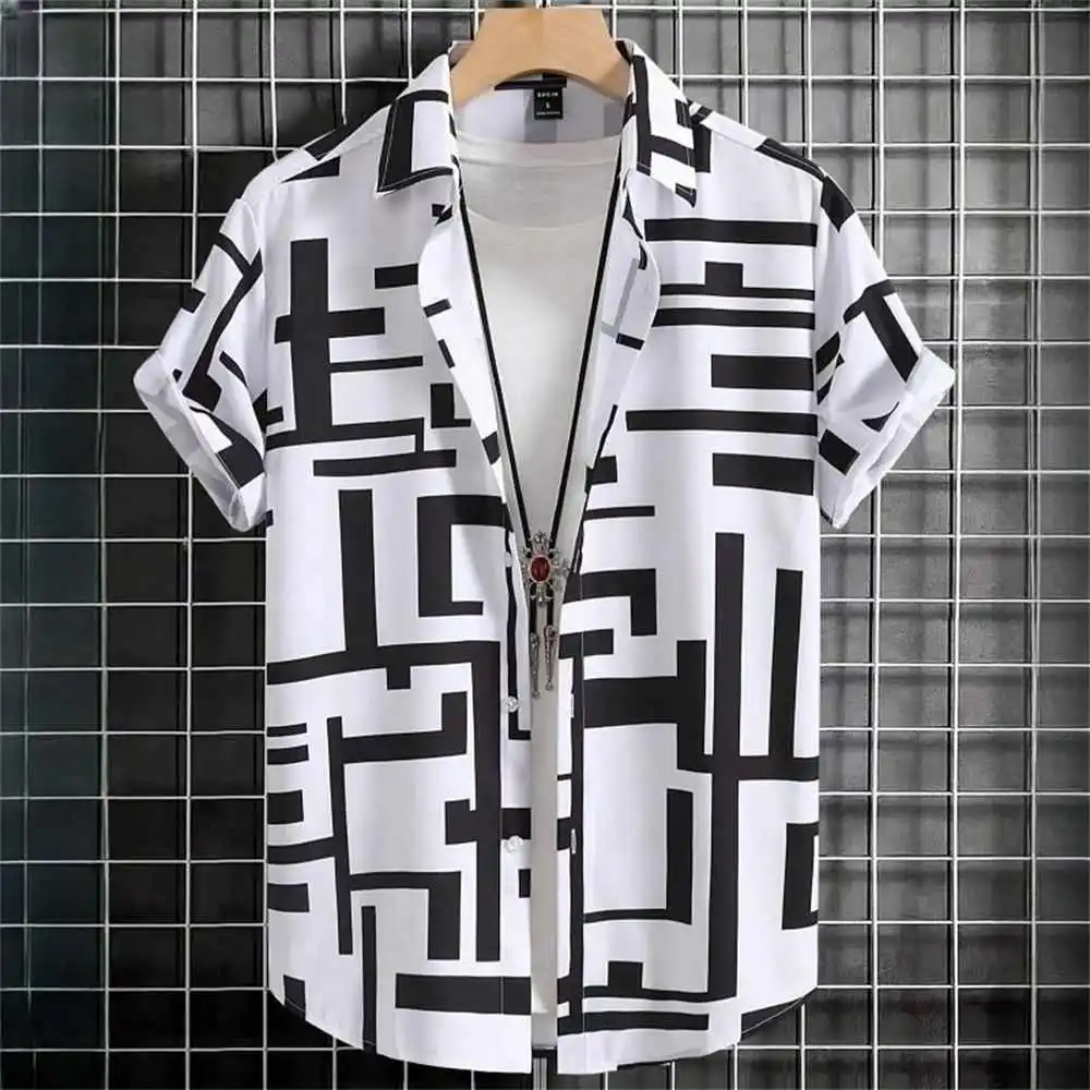 

Loose Fit Digital Print ort Sve irt 3D Ice Sensation Cotton Summer Faion Casual Busin Men's irt Travel Friendly
