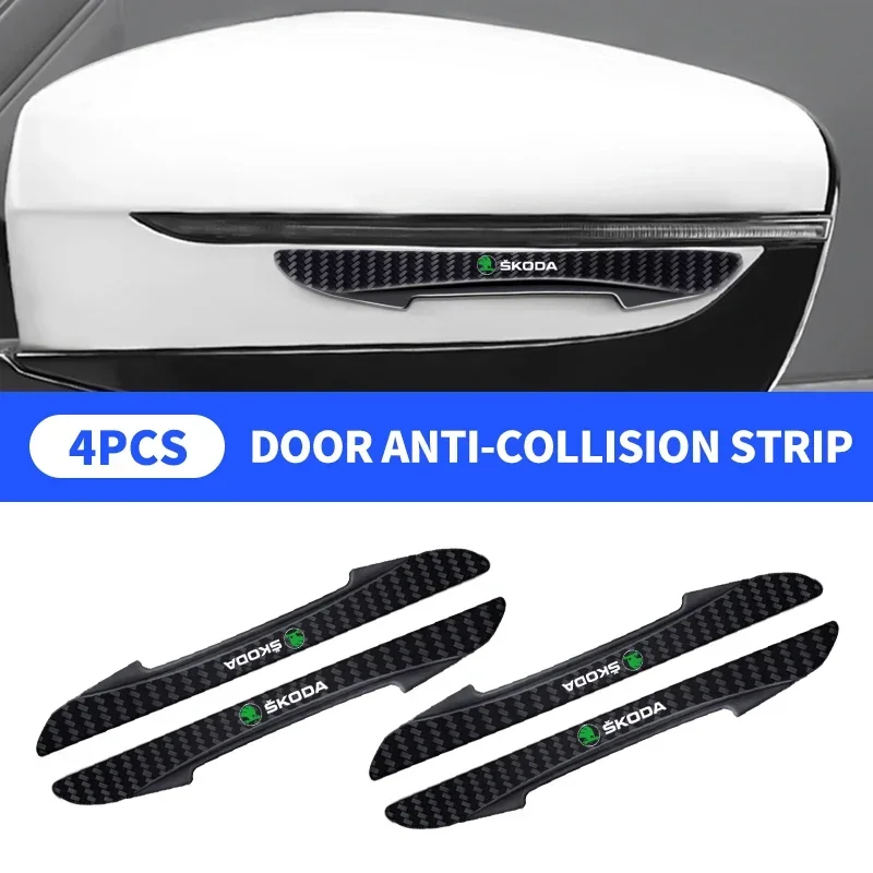 4 Uds. Pegatinas protectoras de goma para Borde de puerta de coche, tiras anticolisión para Skoda Octavia Fabia Kamiq Kapoq Kodiaq Rapid SCALA Superb