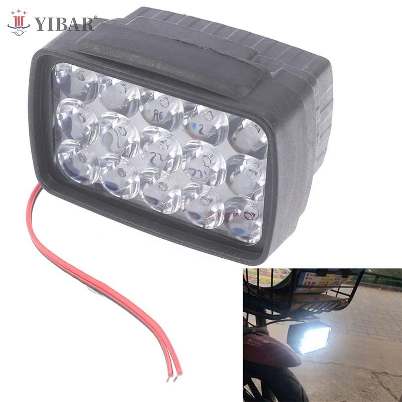 Motorcycle Headlight Spot Light 15 LED 1000LM For Motos ATV Scooter Lighting