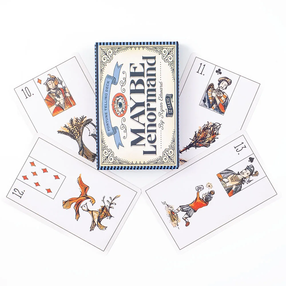 Może Talia 52-kartów Lenormand dla początkujących Wróżenie los Karty tarota Wróżenie Gry karciane Gra planszowa na imprezę 9,7 * 6,3 CM