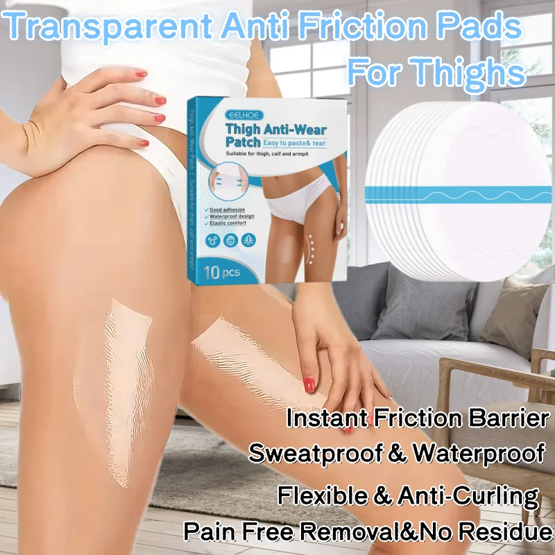 Transparent Anti Friction Pads For Thighs,Ultra Thin & Invisible Design,Instant Friction Barrier,Sweatproof & Waterproof Cohesion,Breathable & Skin Friendly,Flexible & Anti Curling,Pain Free Removal & No Residue,Multi Use Body Protector