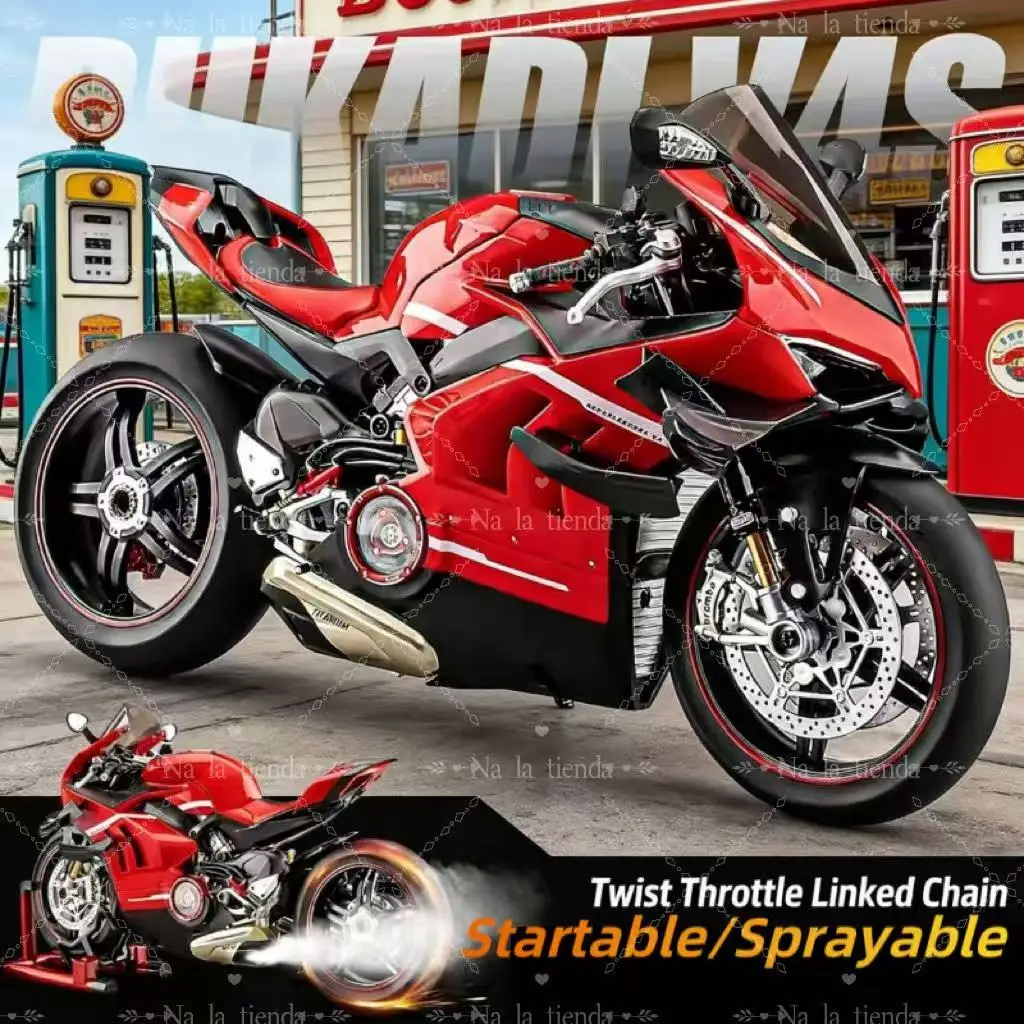

Большой декоративный проект, подарок на день рождения для Ducati V4s, запуск, эффект дыма, 1:6, Panigale, модель моделирования из сплава мотоцикла 7