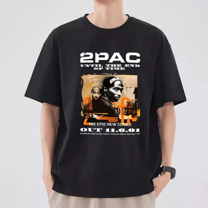 Hip Hop Singer 2PAC T Shirt Men Couple Combination Clothes Short Sleeve Collar Fashion T-shirt Women Cotton