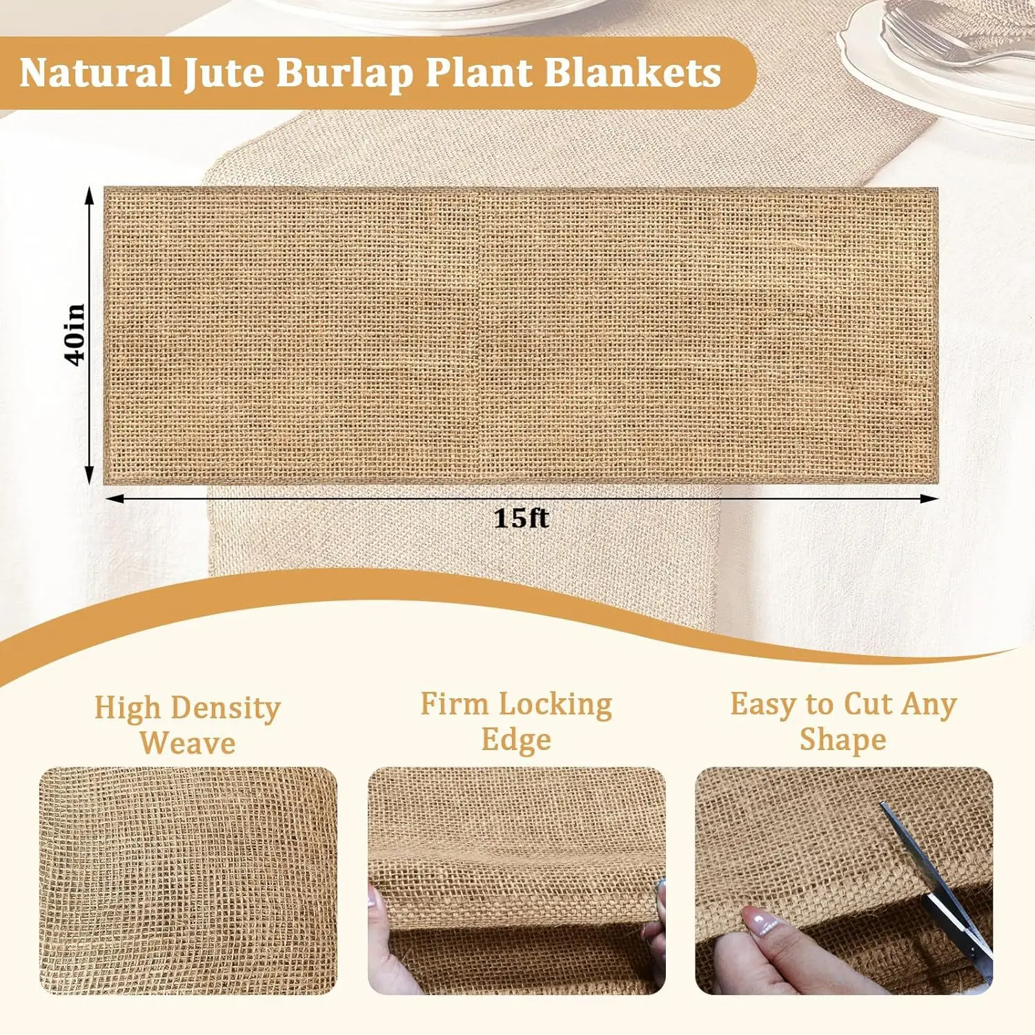 For Gardening Burlap Roll 40 x 17 ft for Fruit Trees Shrubs Landscape Protection Frost Barrier Rustic DIY Decor Linen