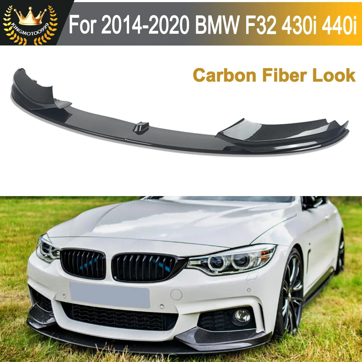Image of Für BMW 4er F32 F33 F36 420d 430d 2014-2020 Vorderer Unterer Stoßstangen-Diffusor Karosserie-Kit Spoiler Splitter Lippen-Kit Carbon-Optik