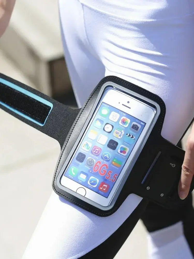 Opaska na ramię do telefonu komórkowego 5,5 cala do sportów outdoorowych, etui na smartfon, uchwyt na klucze, torba na telefon do biegania na siłownię, opaski na ramię do Samsunga i iPhone’a