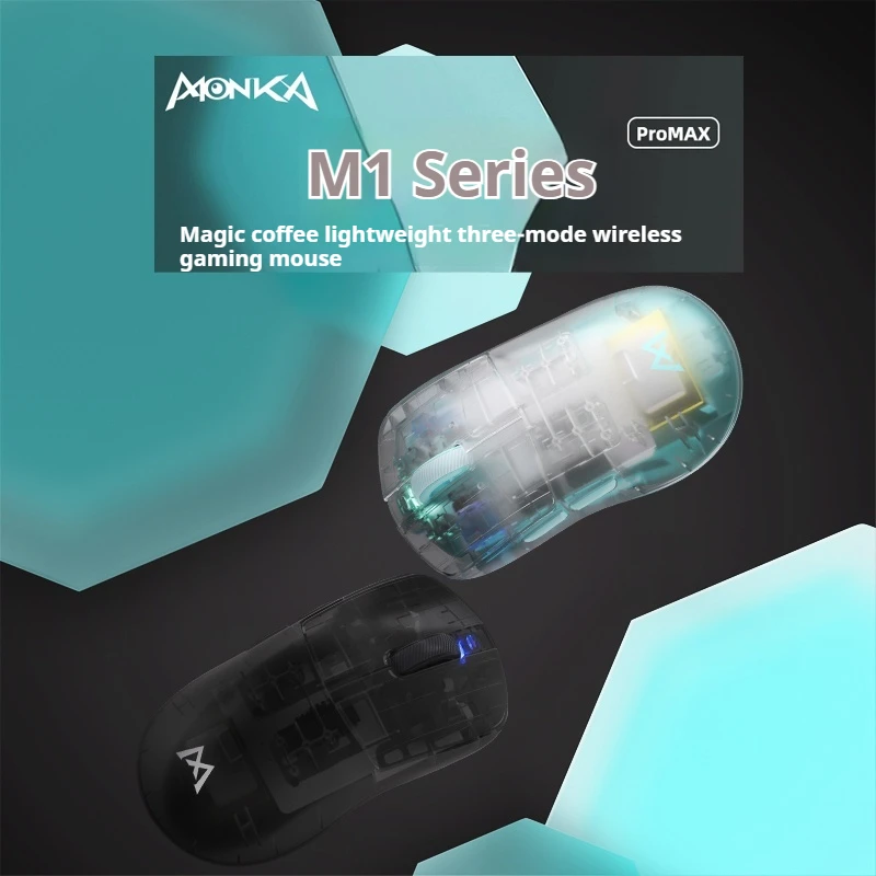 MONKA M1 Wireless Game Mouse Bluetooth The Tri Mode Wired High-Performance E-Sports Long Endurance Paw3395 Lightweight E-Sports