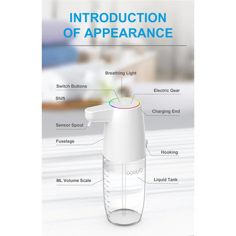 X11A 600Ml Automatic Soap Dispenser Infrared Sensor Type-C Charging Touchless Smart Liquid Soap Dispenser