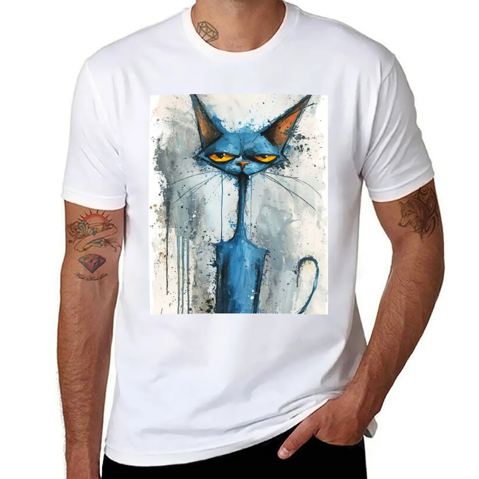

Feline with Attitude T-Shirt man t shirt designer t shirts for man graphic tees anime t shirts oversize T-shirt