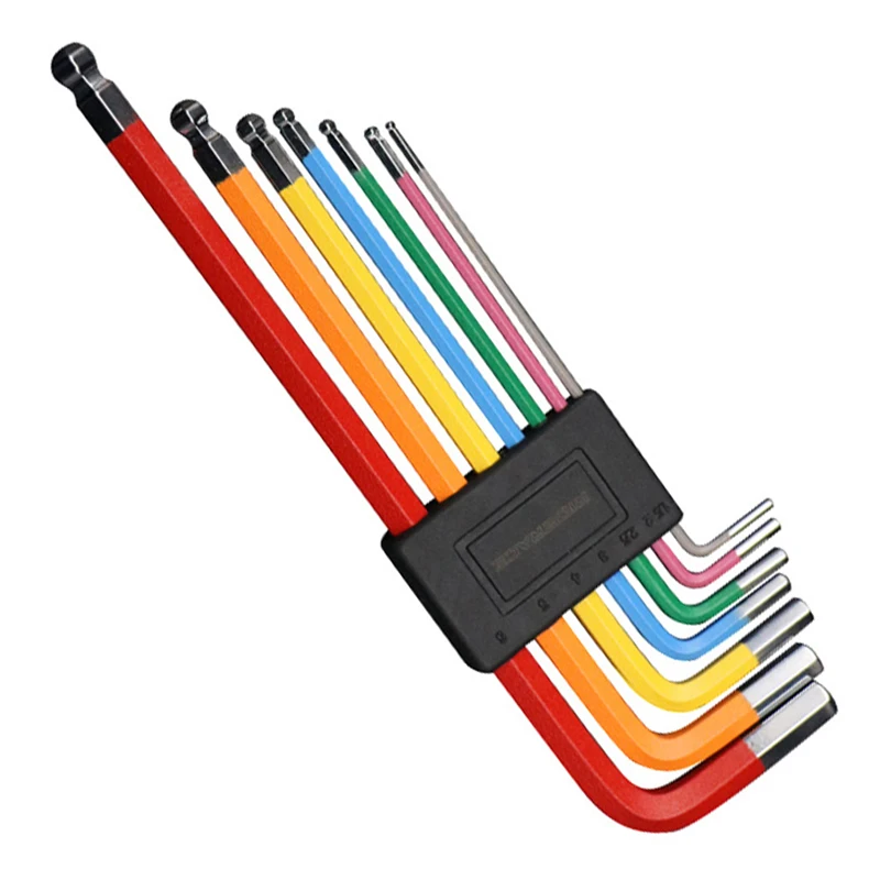 7Pcs/set Color Coded Ball-End Hex Allen Key Sleeve Hand Tools For Car Bicycle Accessories image 3