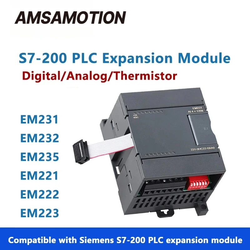 S7-200 PLC Extension Module AMSAMOTION Digital Analog Input Output Module Replacement EM223/231/232/235