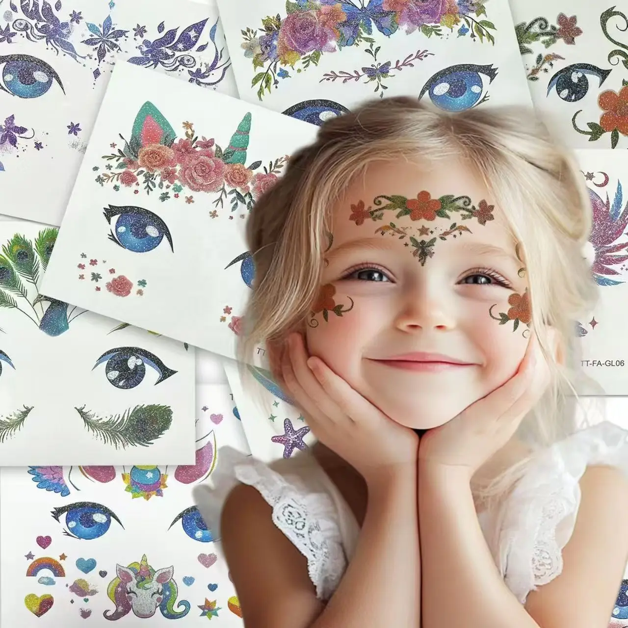 Festival Stage Forehead Stickers Ice Princess Shiny for Street Cute Face Temporary Tattoo Decoration Craft Supply