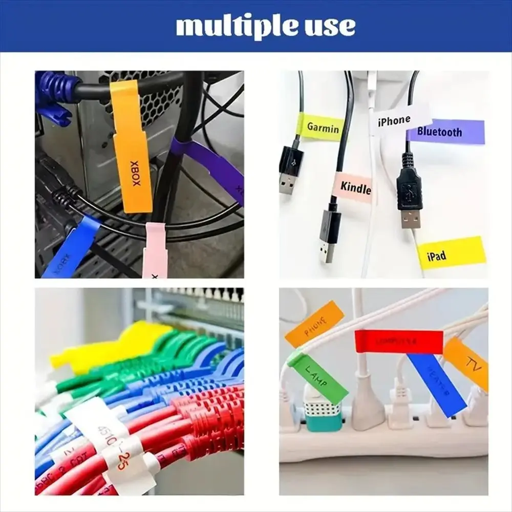 

Colorful Waterproof Cable Labels Tags Can Write On Handwriting Cord Labels Makers Printable P-shaped Label Stickers Electronics