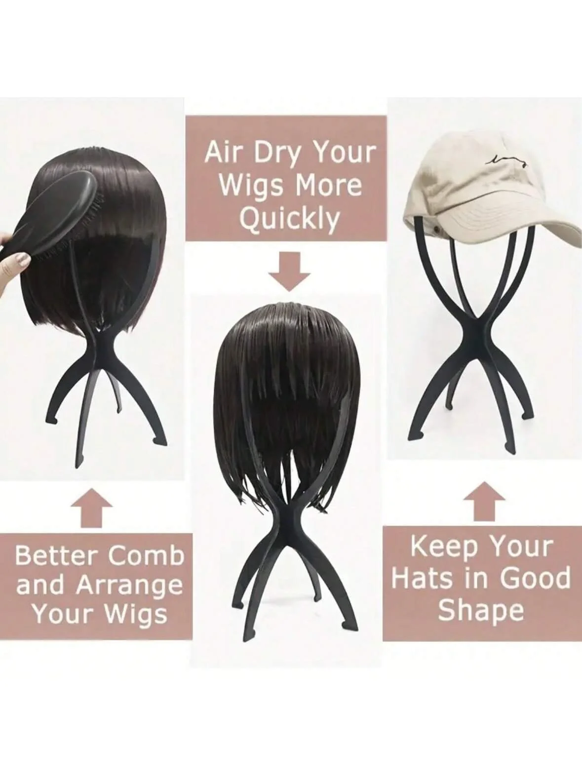 

Wig Stand Portable Wig Stand Collapsible Wig Holder Durable Wig Display 13.8 Inch Tool Travel Wig Stand for All Wigs