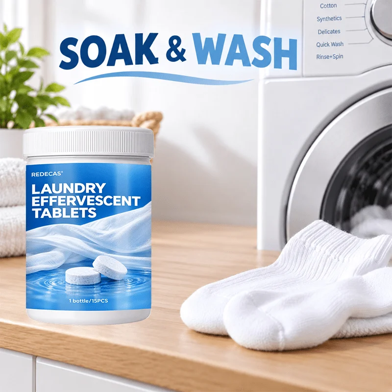 Laundry Cleaning Effervescent Tablets - Removes Stubborn Stains, Yellowing & Odors, Easy Soak, for Socks, Shirts & All Fabrics