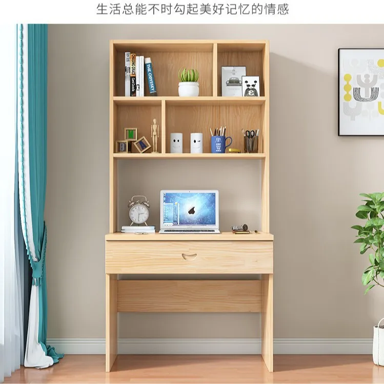 Solid wood table writing table desk bookshelf combination children's bedroom computer desktop desk shelf