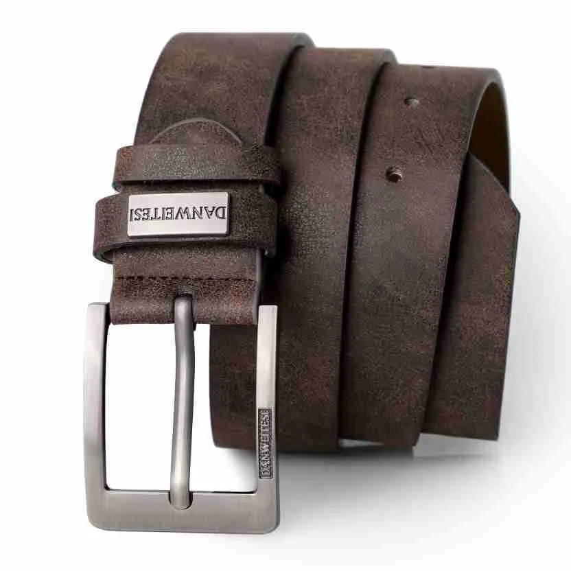 Herren-Gürtel mit Vintage-Dornschließe aus Legierung, lässiger Business-Gürtel aus schlichtem PU-Leder, modischer und vielseitiger Gürtel für junge und mittelalte Männer. – Detail 1