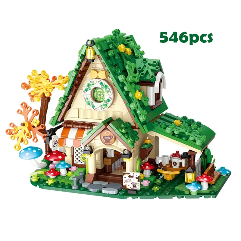 Kreative Märchen Café Haus Bausteine Street View Hause Dekoration Modell Pädagogisches Spielzeug Mädchen Geschenk