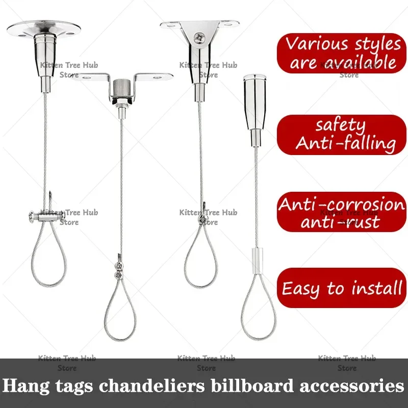 4SET 1.5mm Automatic Hanging Code Stainless Steel Wire Rope Cable Suspension Kit With Locker Safety Load 30kg Adjustable 0.5-