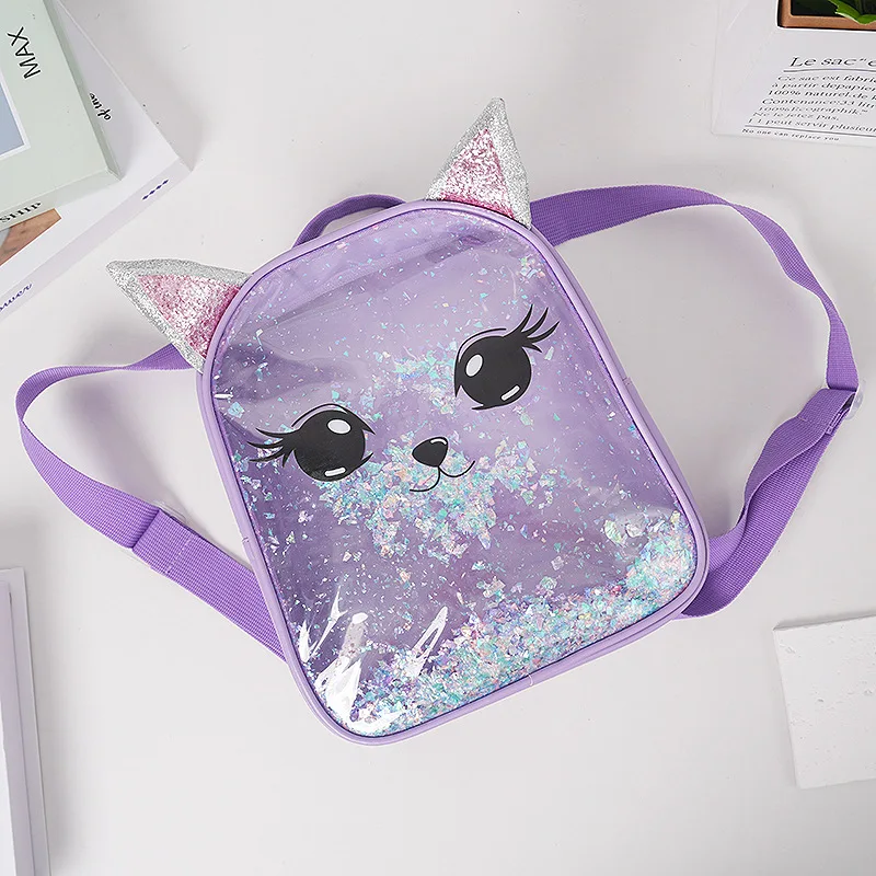 Mochila de gato dos desenhos animados para crianças, Mochilas Unicórnio Transparente para Menino, Bolsas escolares bonitos para menina, mãe e filhos