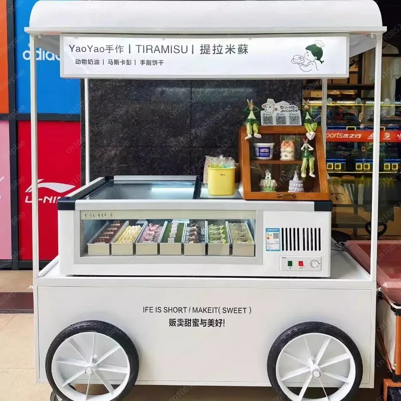 Internet celebrity tiramisu cart stall cart shopping mall ice cream cart mobile supermarket promotion desk dessert display stand