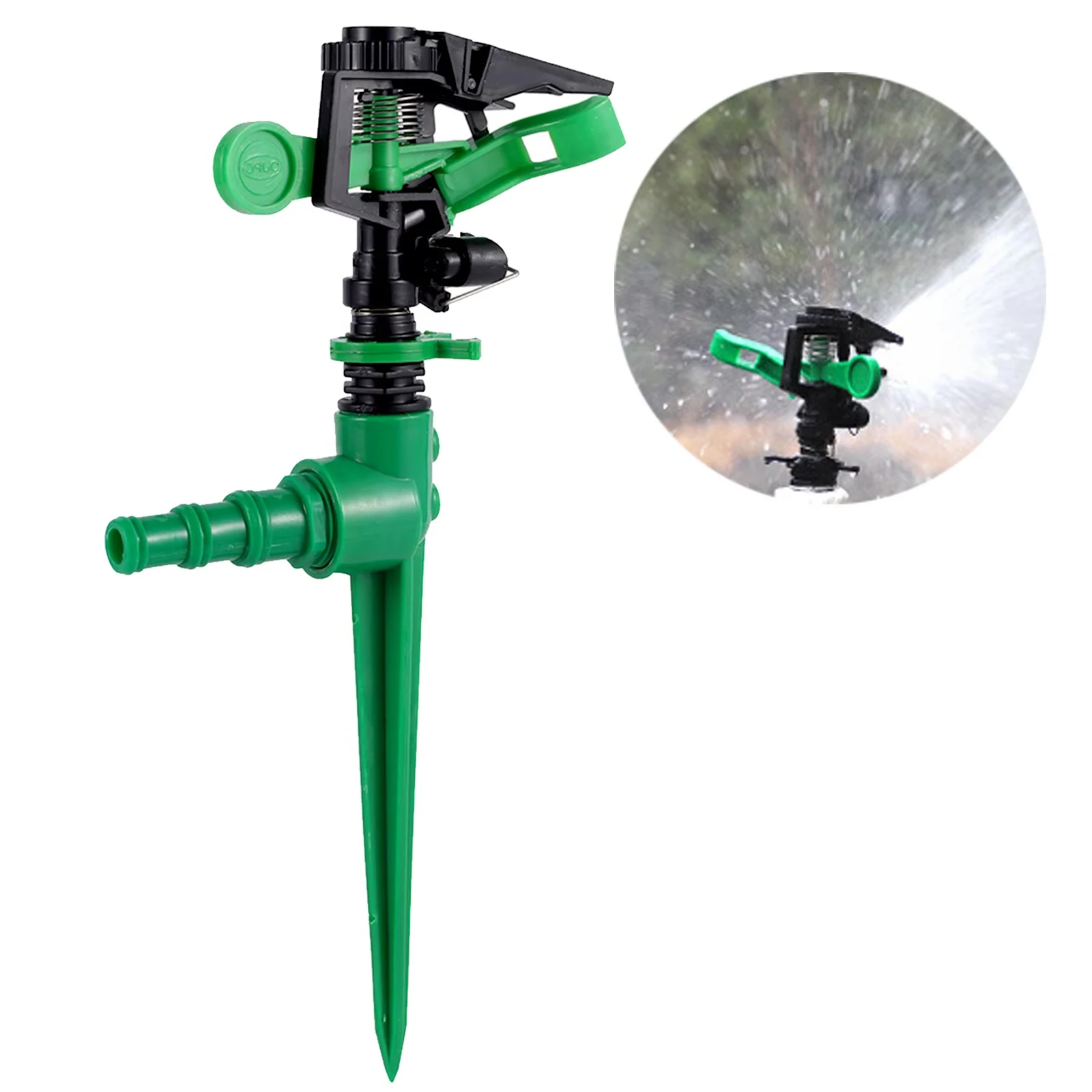 Adjustable Impact Rocker Sprinkler with Bracket Rotating Jet Sprinkler Garden Lawn Flower Bed Farm Irrigation Watering Nozzle