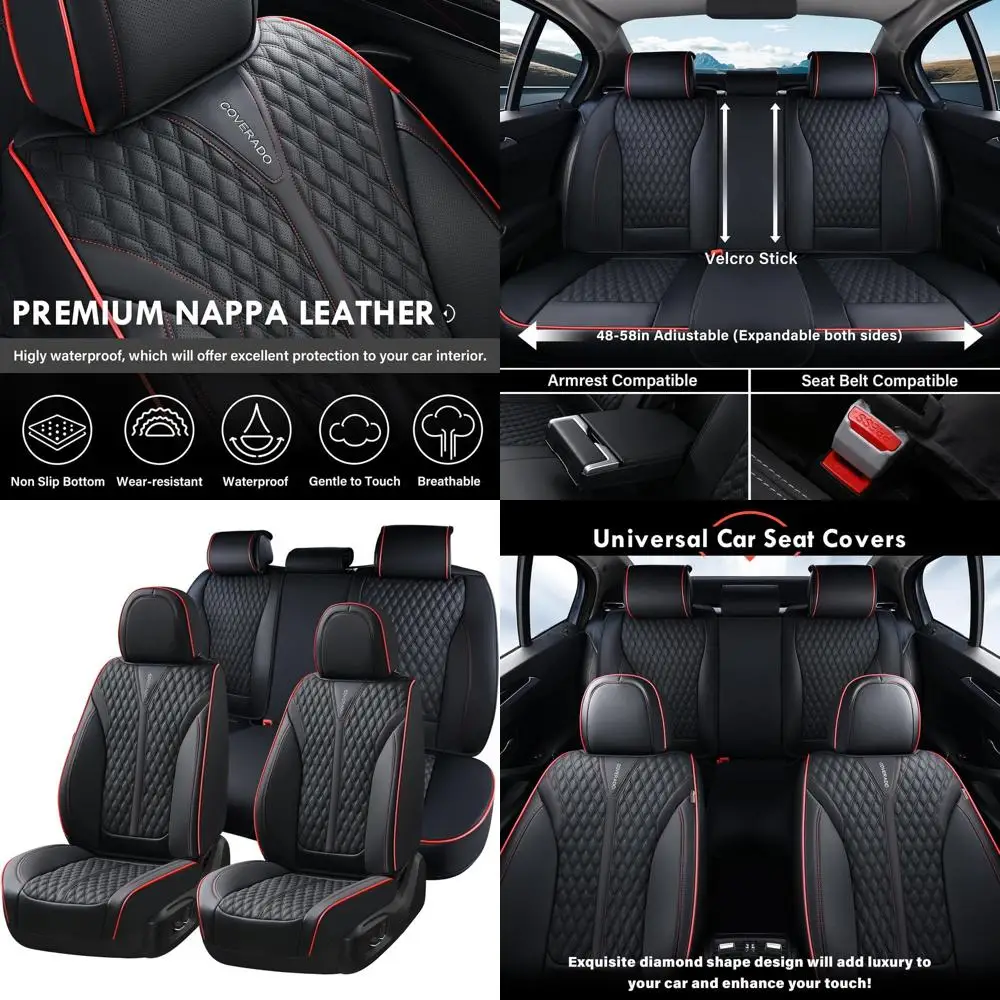 

Полный комплект чехлов на автомобильные сиденья, кожаные чехлы на сиденья Nappa для автомобилей, водонепроницаемые чехлы на передние сиденья и чехлы на заднее сиденье, защита автомобильных сидений