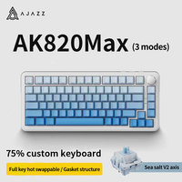 AJAZZ AK820 MAX Mechanical Keyboard Full-Key Hot Swappable BT/2.4G/USB-C Tri-mode Gaming Keyboard With Sea Salt Axis