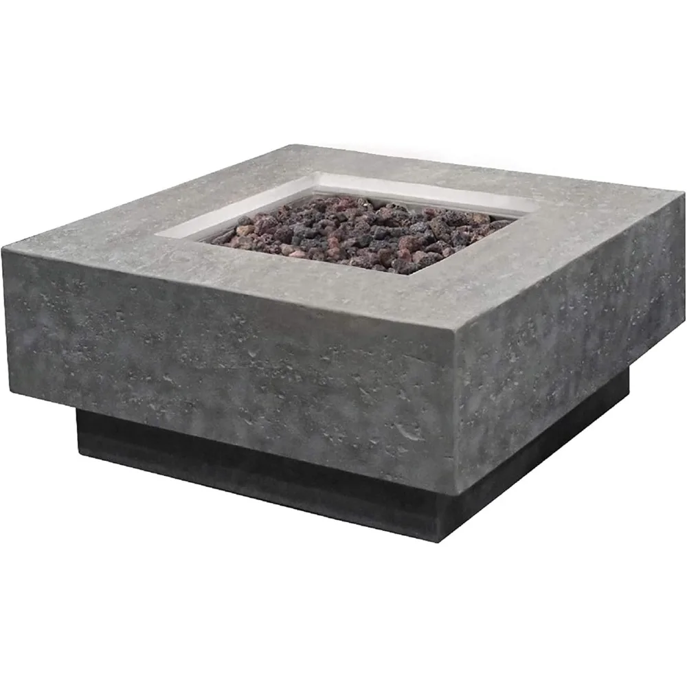 Outdoor Table 37 Inches Natural Gas Patio Heater Concrete Firepits Outside  Backyard Fireplace Cover Lava Rock Included