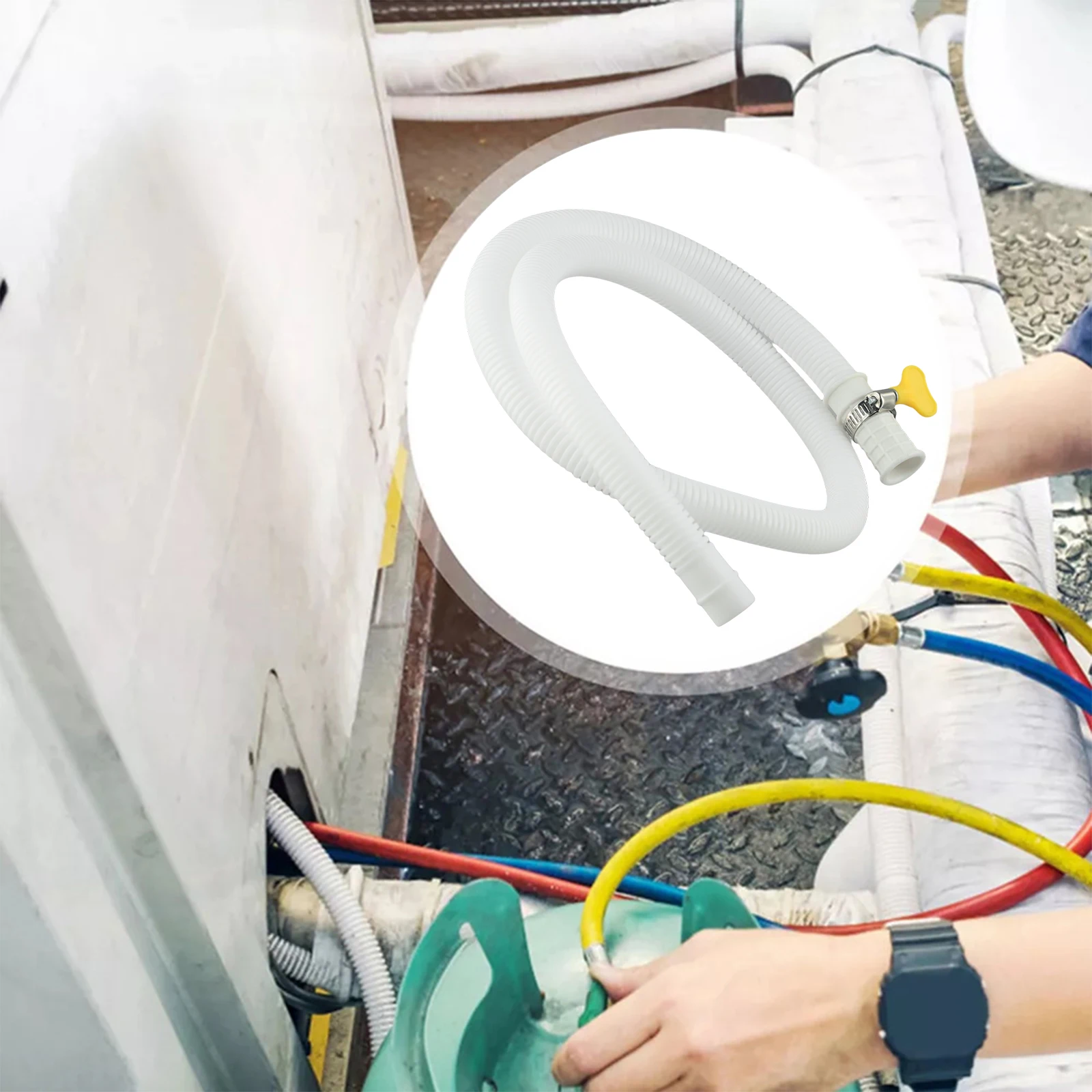 Drain Hose Replacement Ac Drain Hose Connector Home Air Conditioning ABS And Stainless Steel Easy Installation Outdoor Use