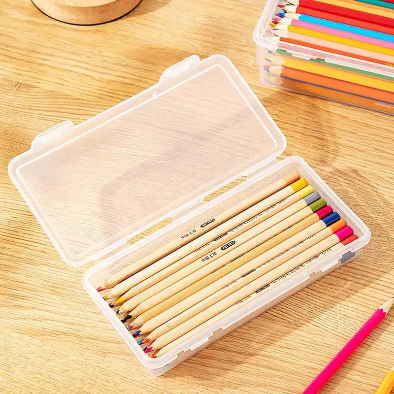 Transparent Pencil Case Clear School Storage Organizer Sturdy Organizer For Stationery Desk Supplies Holders Dispensers For