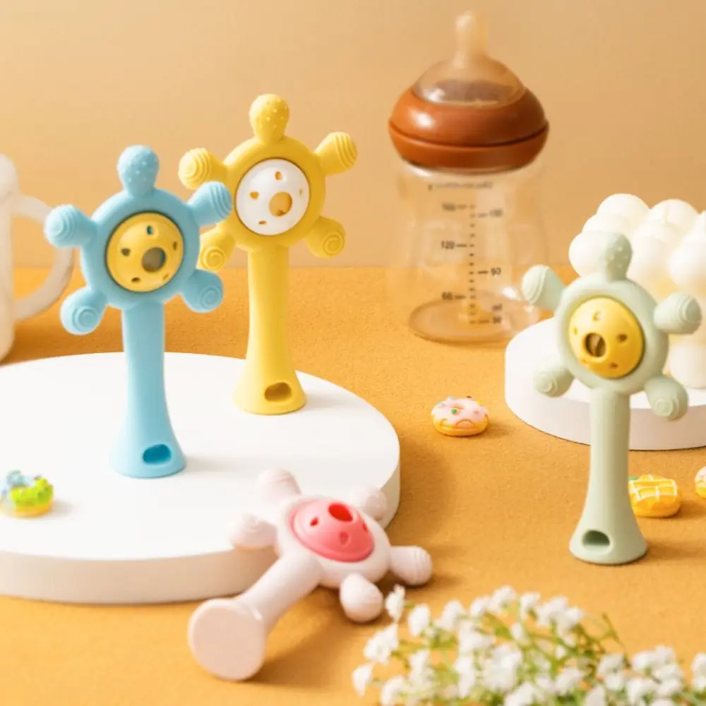 

Silicone Kids Teether Toy Developmental Soft Baby Rattle Toy Infant Grab Shake Wheels Shape Teething Ring Sensory