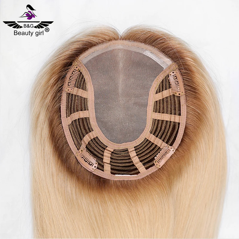 

Bald Women Ombre Color Natural Human Hair Toupee Clip In Pu Frontal Hair Mono Base Full Handtied Toupee