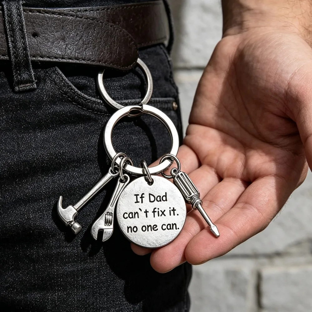 Dad Keyring Gift from Son Daughter, Father's Day Christmas Thanksgiving Present for Daddy, Fashion Key Chain Accessory