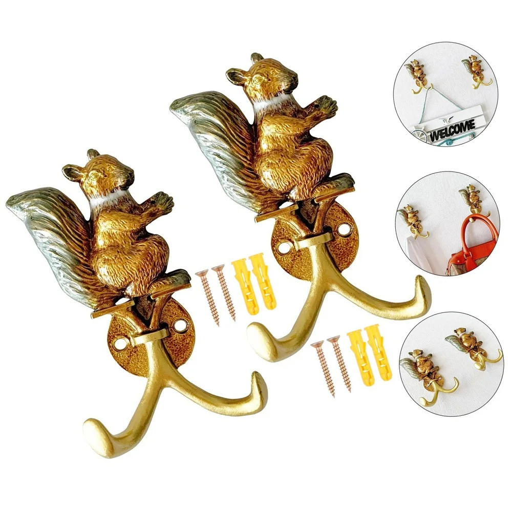 

2 шт. антикварные домашние декоративные настенные крючки в форме белки для хранения, вешалки, держатель для подвешивания одежды, пальто, полотенец, ключей