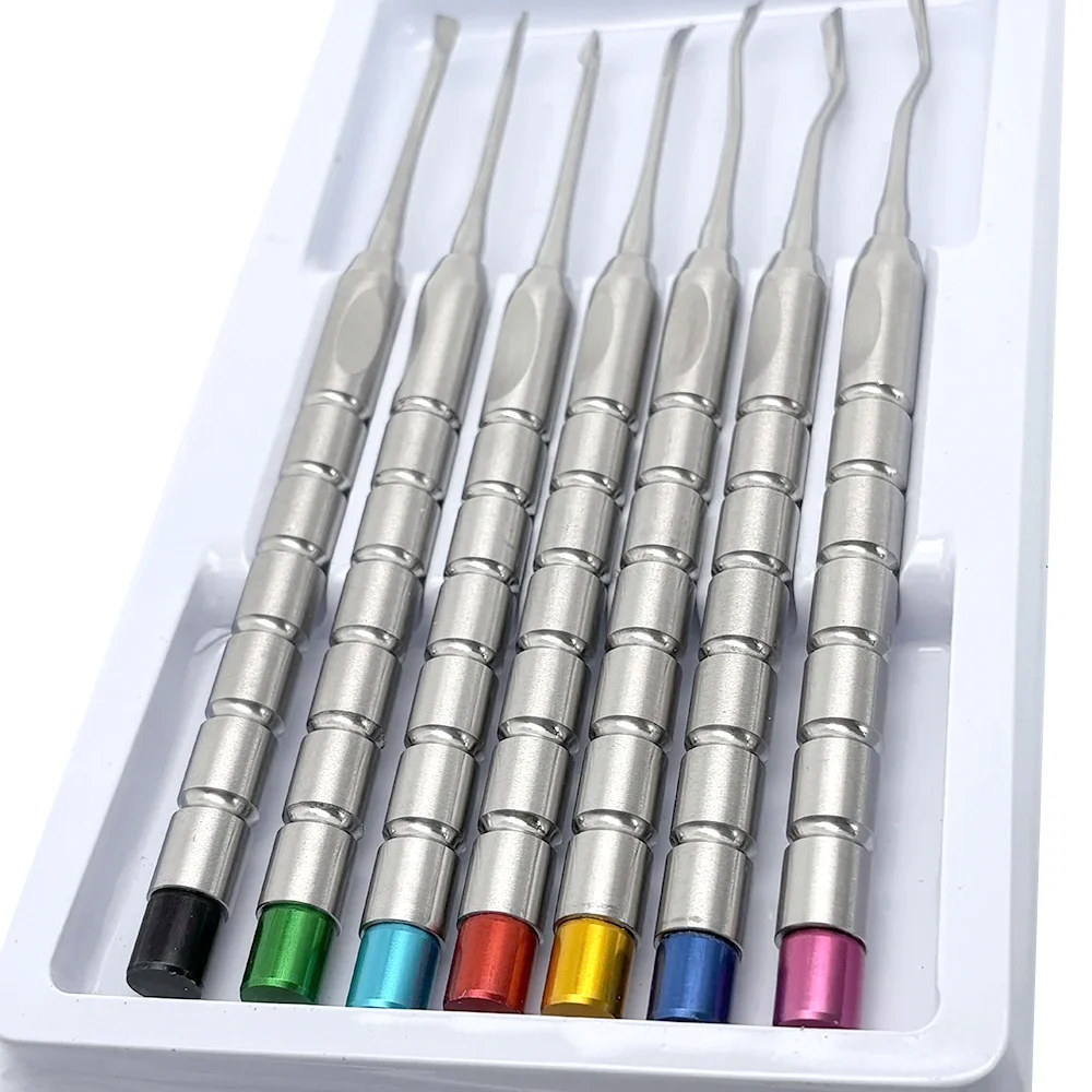 7Pcs Titanium Dental Luxating Elevators Minimally Invasive Root Removal Kit for Atraumatic Tooth Extraction