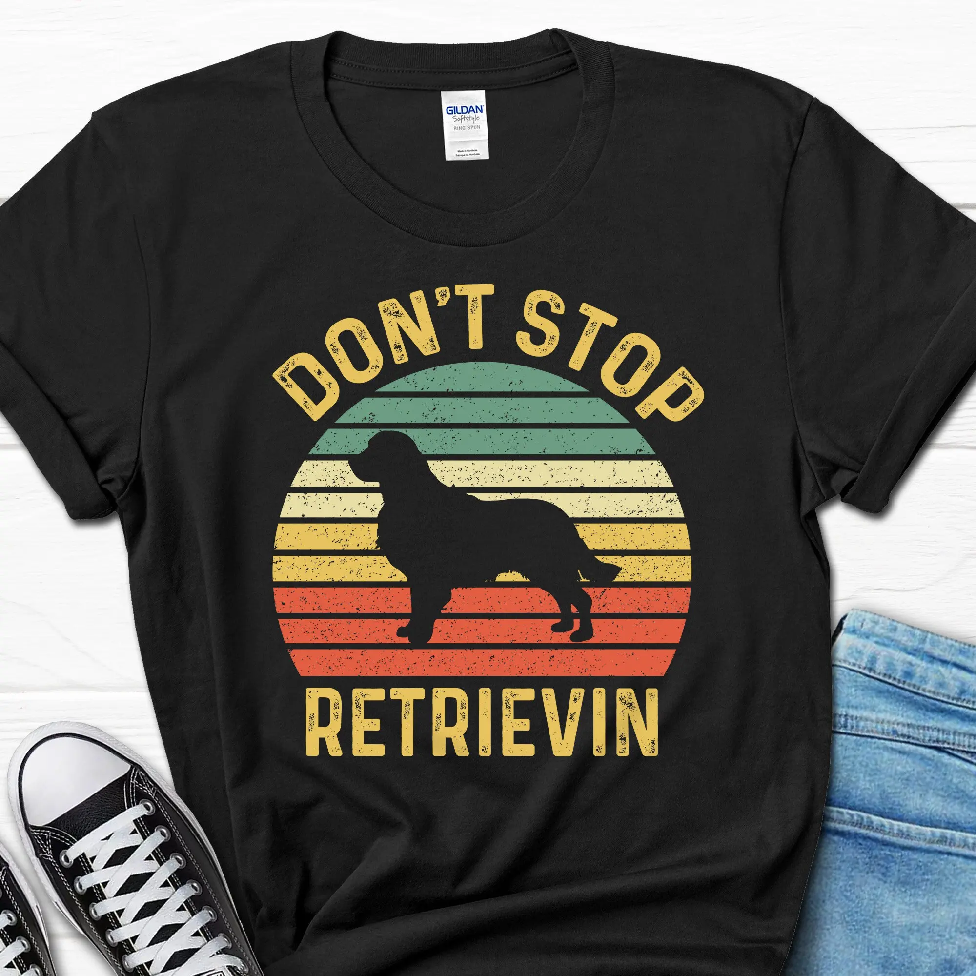 

Funny Golden Retriever T Shirt Don't Stop Retrievin Dad Mom s