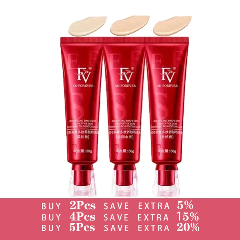 NEW FV Foundation Red Ginseng Bird\'s Nest Liquid Foundation Oil-control Waterproof Hydrating Concealer Long-lasting Face Base 15