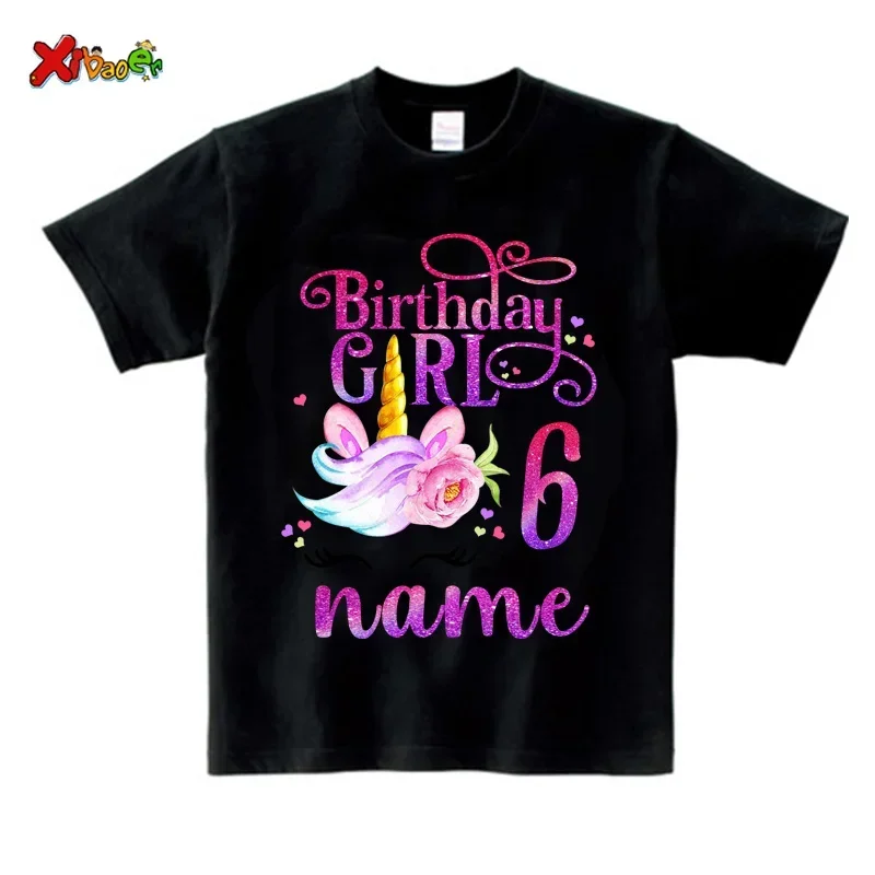 Unicorn Birthday Shirt Girl Shirt Family Party Matching Clothes Outfit Kids Matching Personalized Name TShirt Outfit Summer
