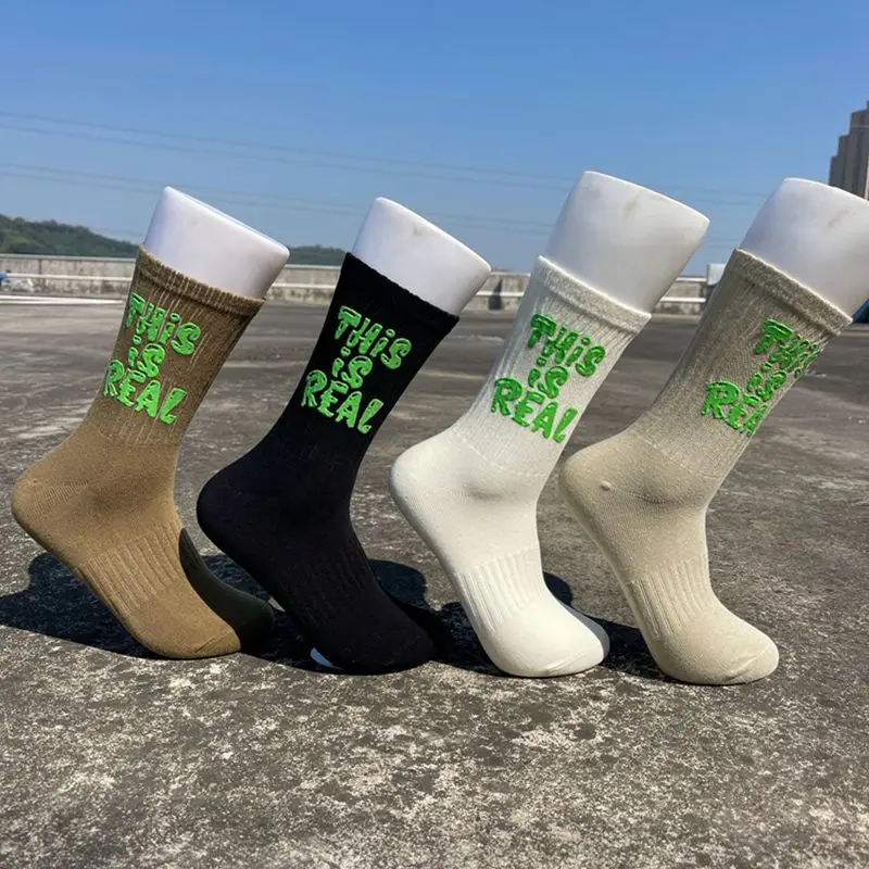 Unisex Socks Letters Printed Simple Mid Tube Socks Suit in Every Seasons for Daily Sports Men Happy Cotton Socks