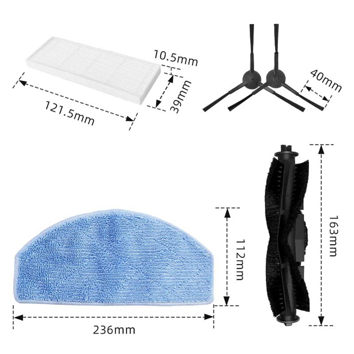 Accessoires de rechange pour aspirateur robot Laresar Evol 3, filtre Hepa, tampon de vadrouille, pièces de rechange