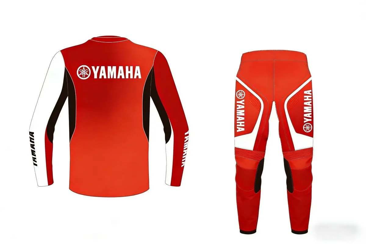 Summer 2026 Hot Selling Yamaha Fashion Trend Red Long Sleeved Pants Set for Men and Women Motocross Riding Sportswear