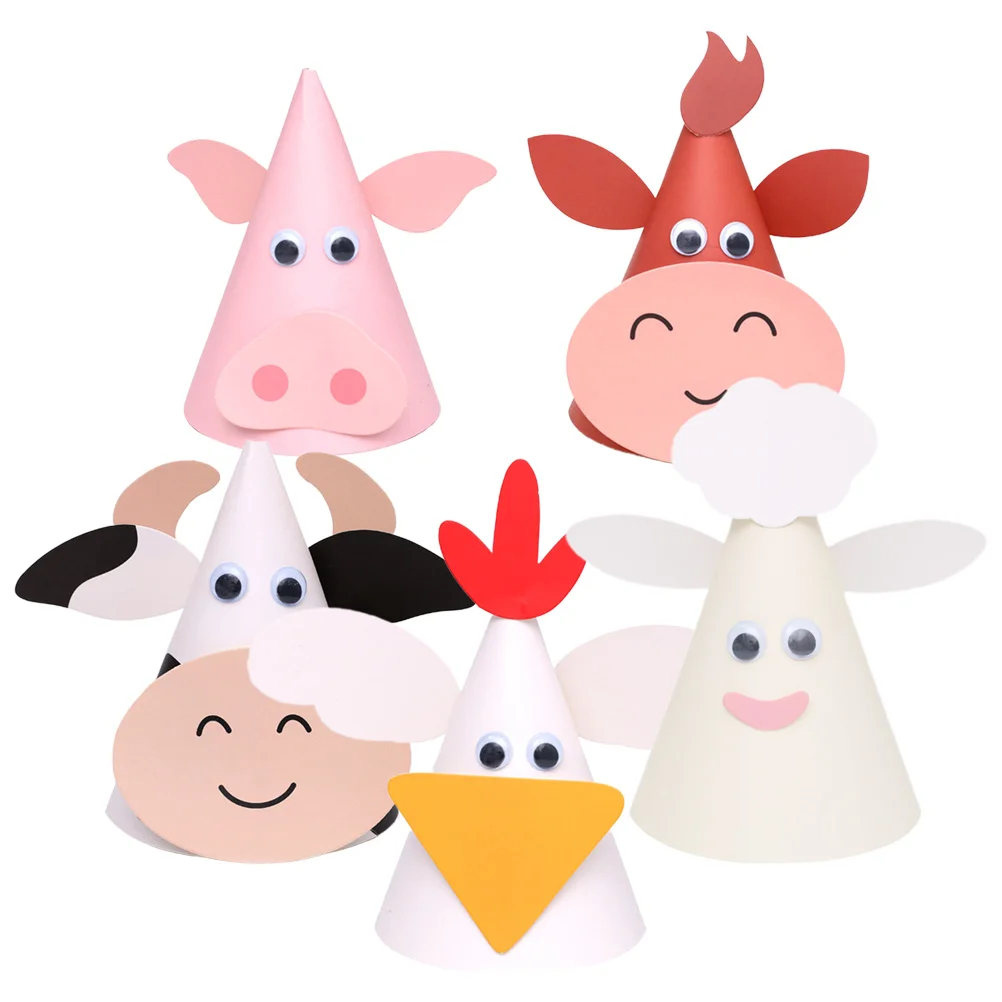 หมวกวันเกิดรูปสัตว์ 5 ชิ้น หมวกปาร์ตี้รูปสามเหลี่ยม ของตกแต่ง