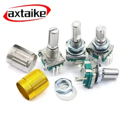 5 adet EC11 20 pozisyon 360 derece döner kodlayıcı dijital potansiyometre 5Pin 15/20MM dahili basmalı düğme anahtarı topuzu kapağı