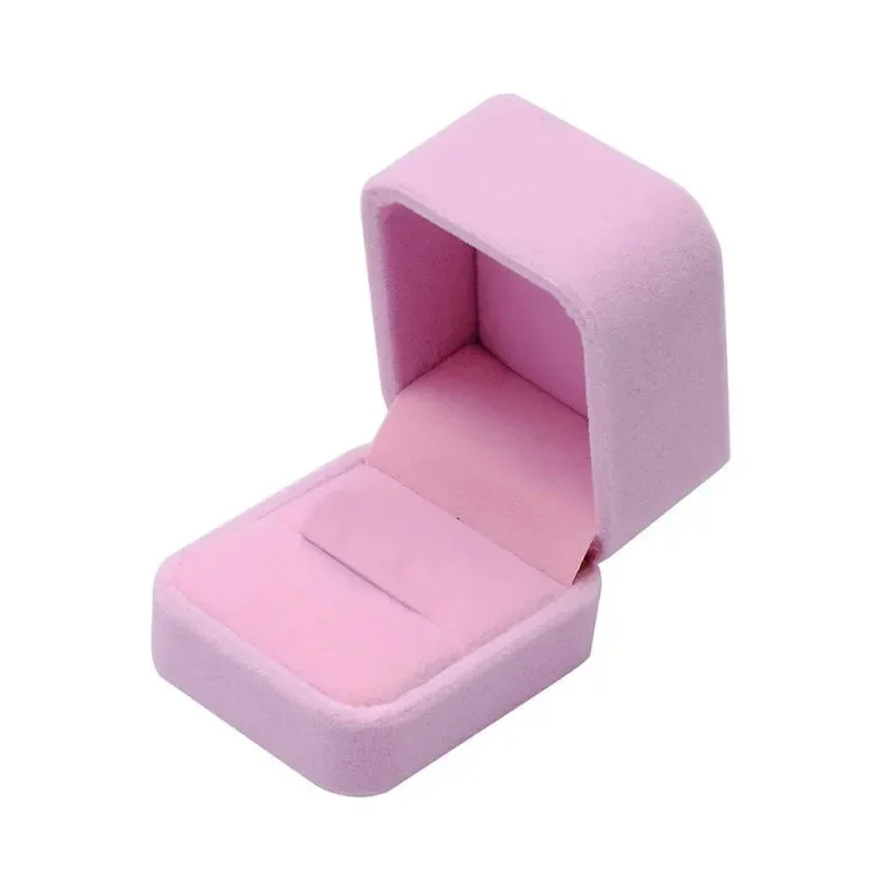 High Quality Pink Velvet Rounded Corner Jewelry Box Ring Earrings Necklace Pendant Bracelet Pearl Necklace Jewelry Gift Box