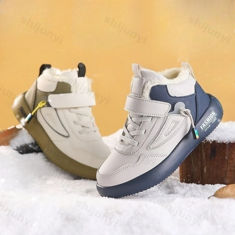 

2024, весенняя новая стильная детская обувь, водонепроницаемая спортивная обувь из искусственной кожи, детские нескользящие повседневные модные кроссовки на плоской подошве для девочек и мальчиков