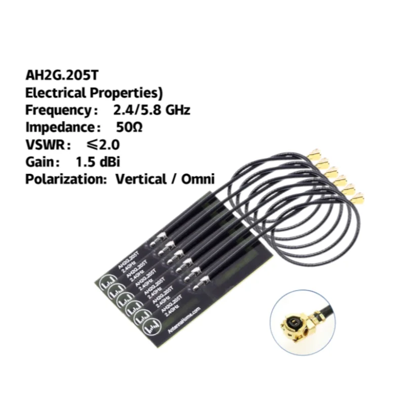 AntennaHome 5pcs 2.4/5.8G PCB antenna,Telecommunication equipment includes freq of 2.4G,BT,ZigBee,WiFi AH2G.205T