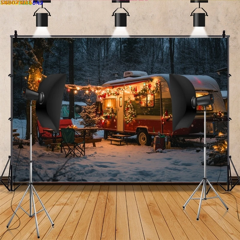 

Christmas Decoration New Year Front Door Porch Photography Backdrop Props Window Winter Xmas Room Holiday Background RS-04